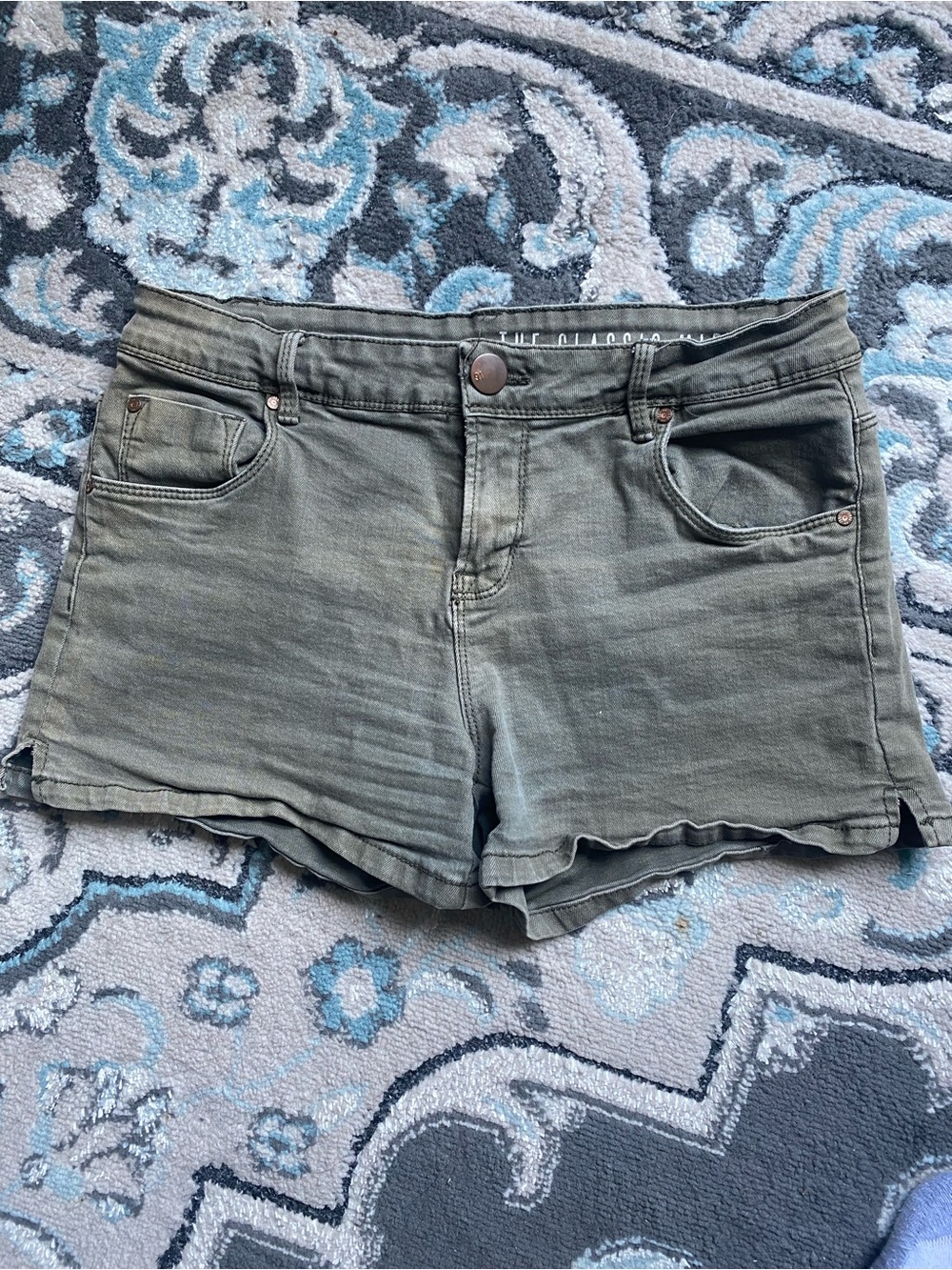 The Classic Olive Green Denim Jean Shorts